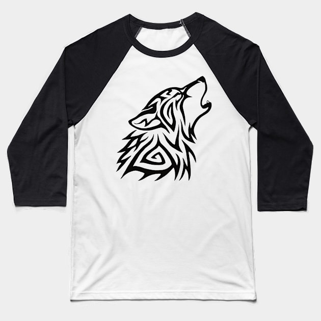 Tribal Wolf Howl Baseball T-Shirt by Hareguizer